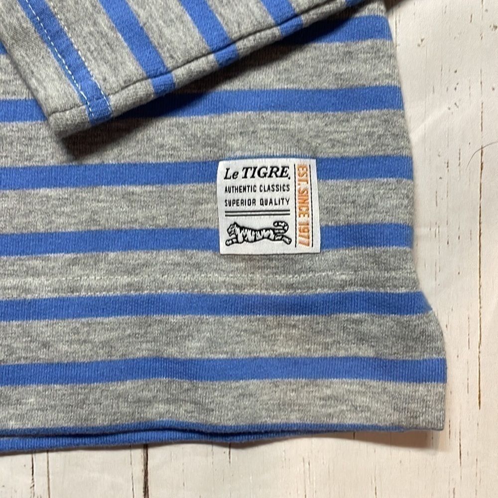 Le Tigre woman, three-quarter zip, long sleeve top size M gray/sky blue - Picture 4 of 7